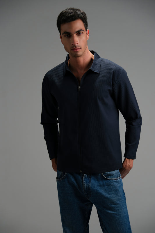 Navy Blue Zipper Shirt