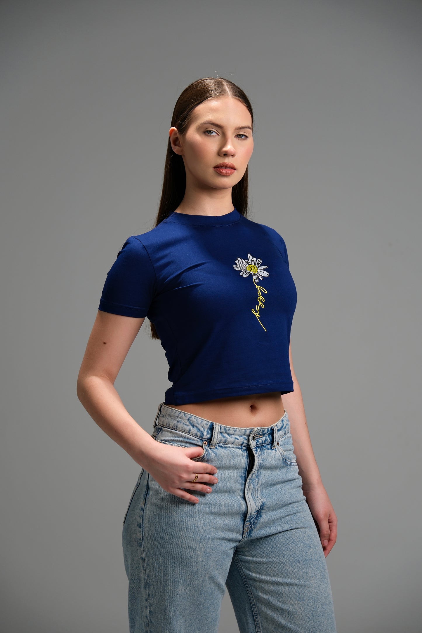 Flower Embroidery Crop Top