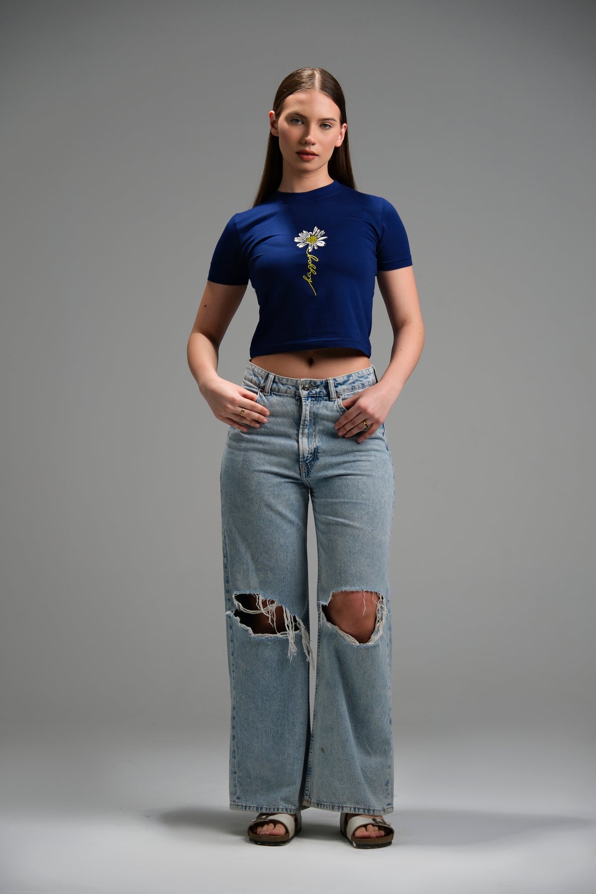 Flower Embroidery Crop Top
