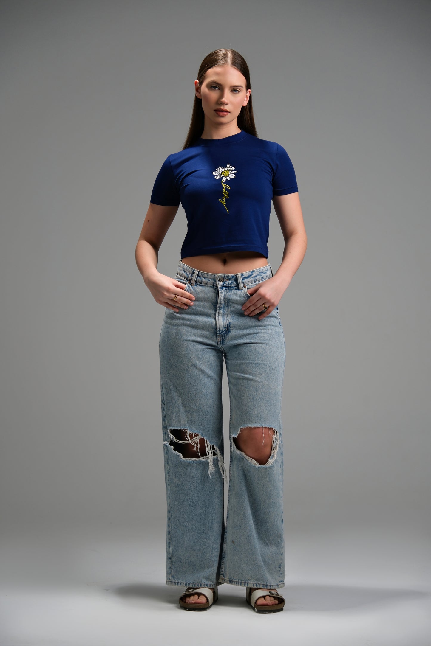 Flower Embroidery Crop Top
