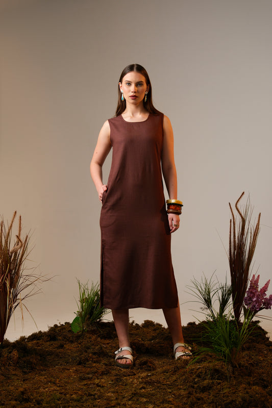 Earth Essence Linen Maxi Dress
