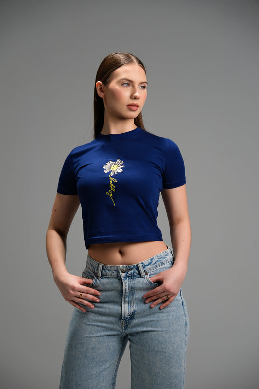 Flower Embroidery Crop Top